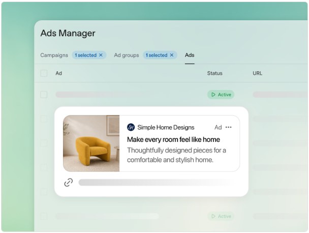 דוגמה למודעה בתוך Ads Manager